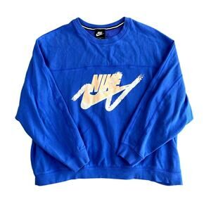 Nike Women’s XL Blue Crewneck Sweatshirt Pullover Oversized Athleisure Casual